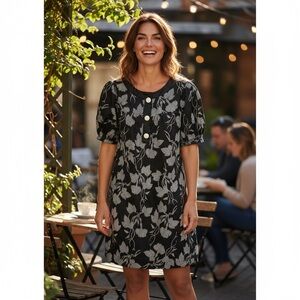 Plastic Island Leaf Print Dress Size Medium